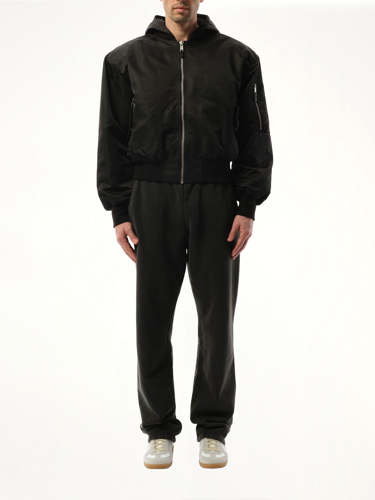 ENTIRE STUDIOS Hooded Broad Bomber Jacket (Black)