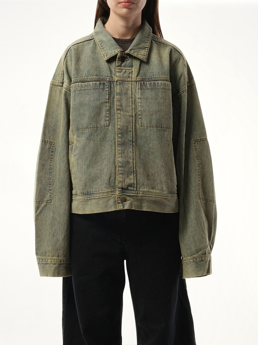 Image of Coats & Jackets. Productname: ENTIRE STUDIOS Gem Denim Jacket in BLUE colour by brand - ENTIRE STUDIOS