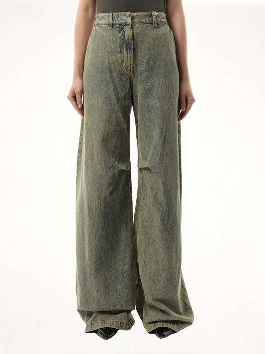 Image of a model wearing Denim. Productname: ENTIRE STUDIOS Dem Jeans in BLUE colour by brand - ENTIRE STUDIOS