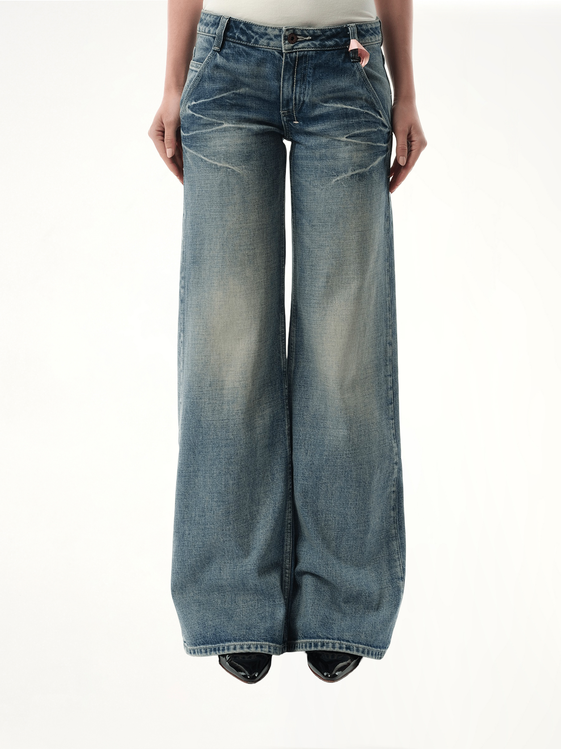 Image of Jeans. Product name - 888 Low-Rise Oversized Jeans in Blue colour by brand - FAX COPY EXPRESS