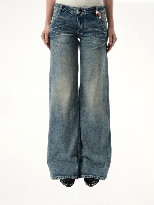 Image of Jeans. Product name - 888 Low-Rise Oversized Jeans in Blue colour by brand - FAX COPY EXPRESS