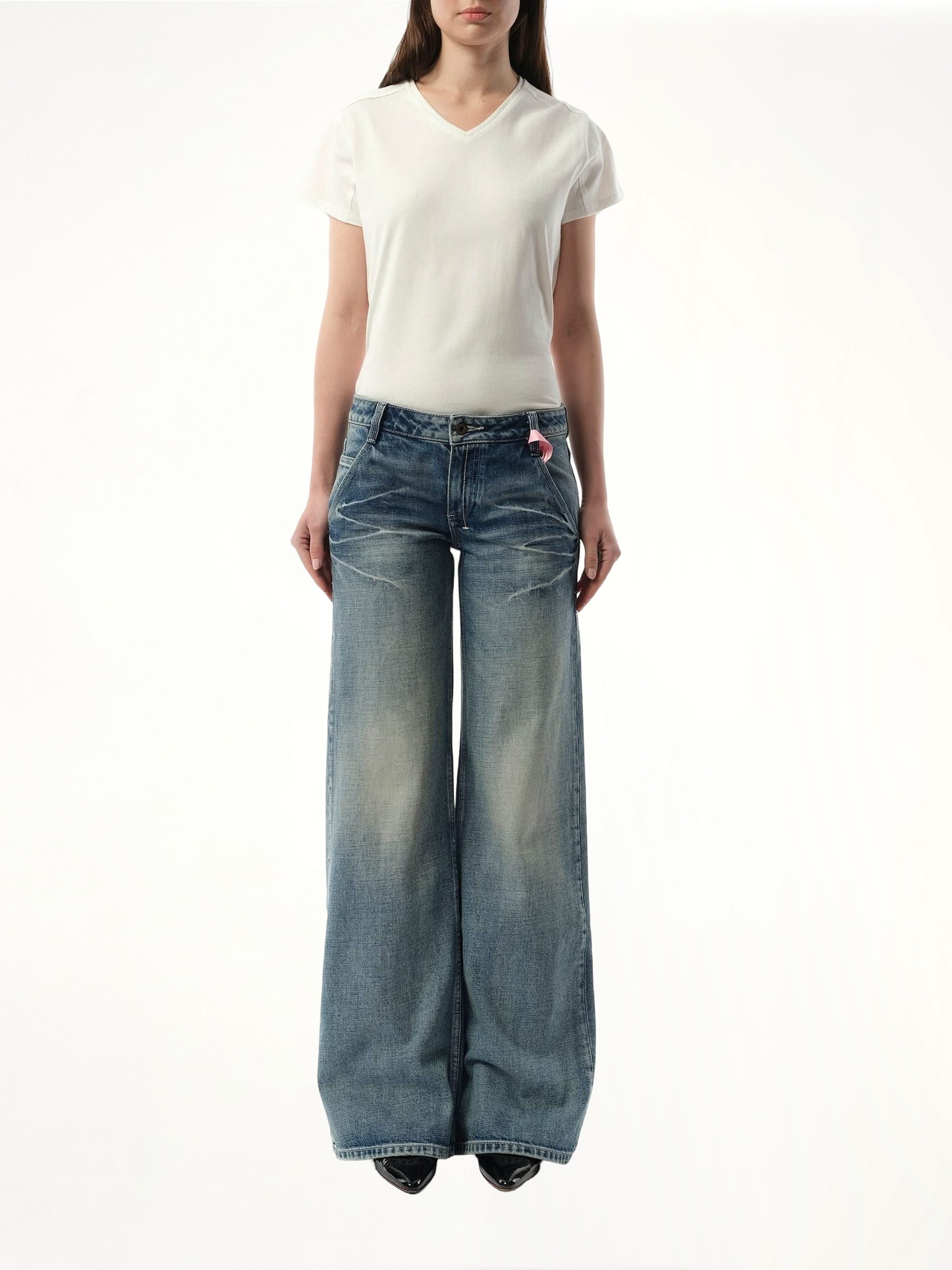 FAX COPY EXPRESS 888 Low-Rise Oversized Jeans (Blue)