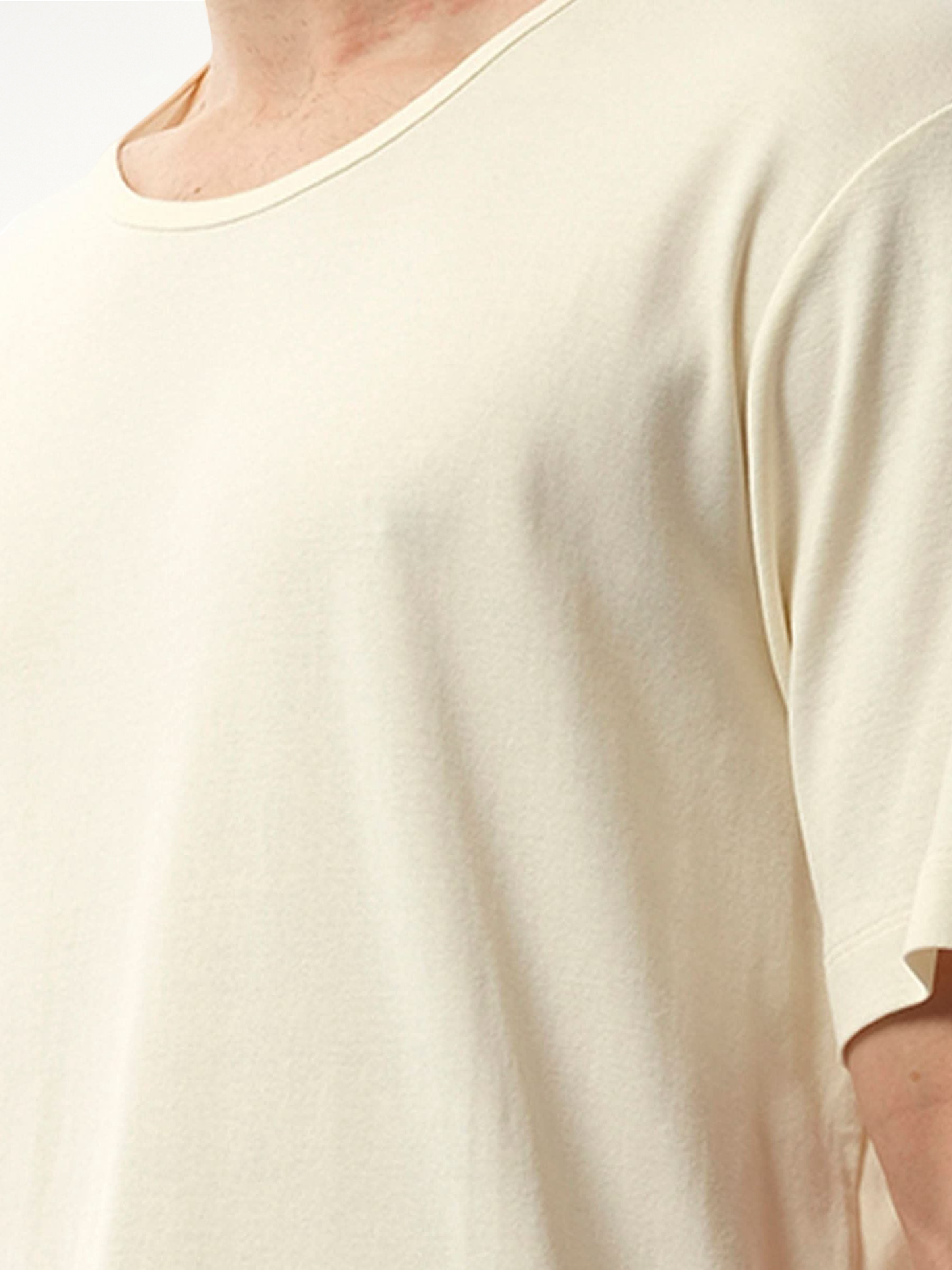 LEMAIRE Rib U Neck T-Shirt (Light Cream)