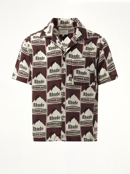 RHUDE Moonlight Bordeaux Silk Shirt (Multicolour)