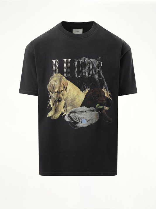 RHUDE Rhinestone Hunting Dog T-Shirt (Black)