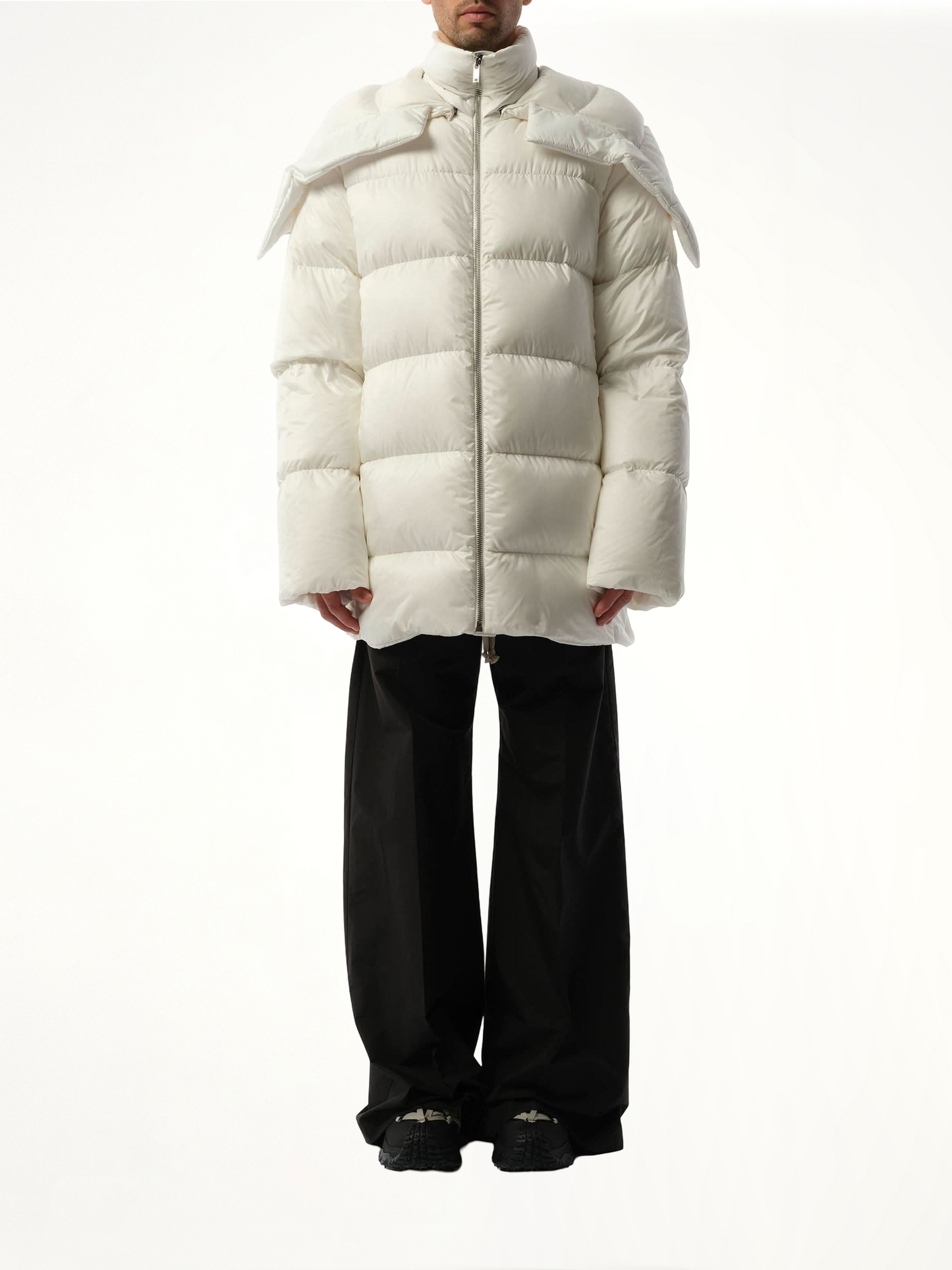 Rick Owens x Moncler Hooded Cyclopic Coat (White)