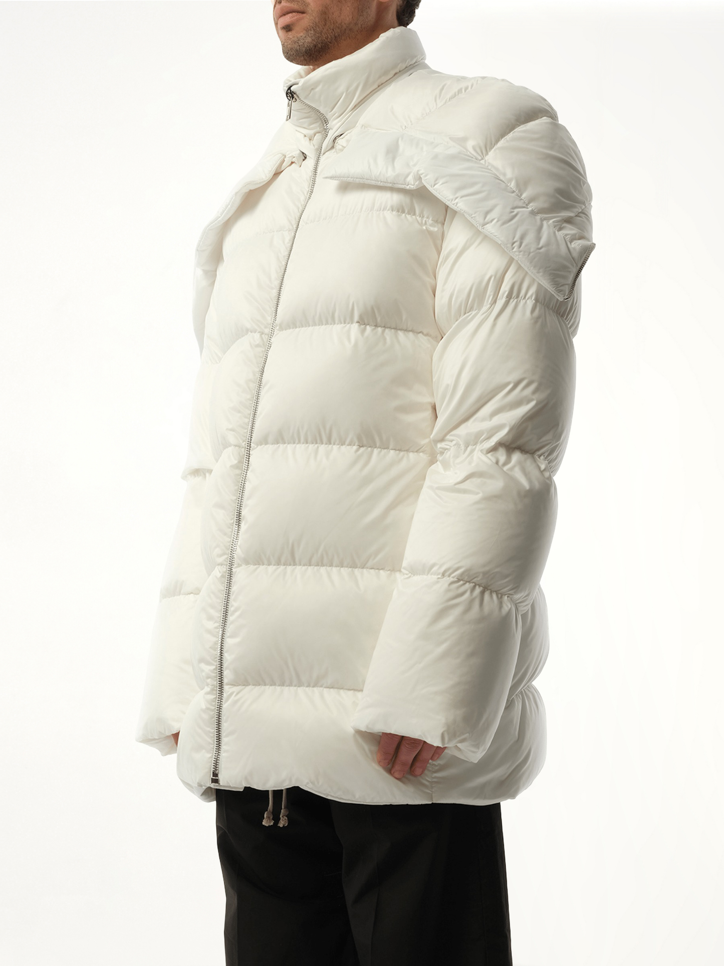 Rick Owens x Moncler Hooded Cyclopic Coat (White)