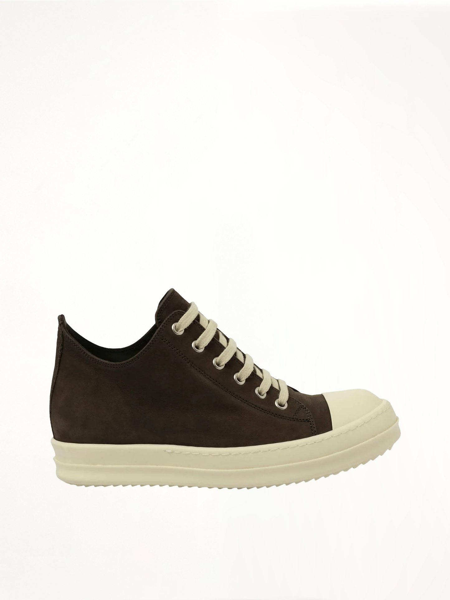 Image of Sneakers. Product name - Grey Wolf Nubuk Low Sneaker in Brown colour by brand - RICK OWENS