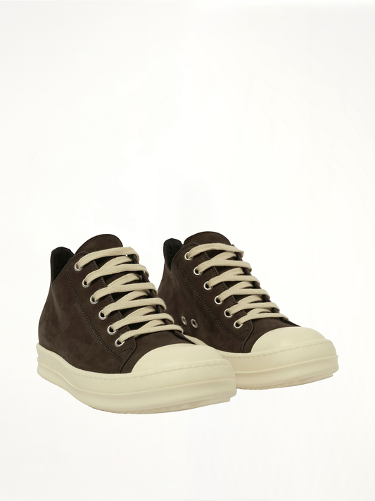 RICK OWENS Grey Wolf Nubuk Low Sneaker (Brown)
