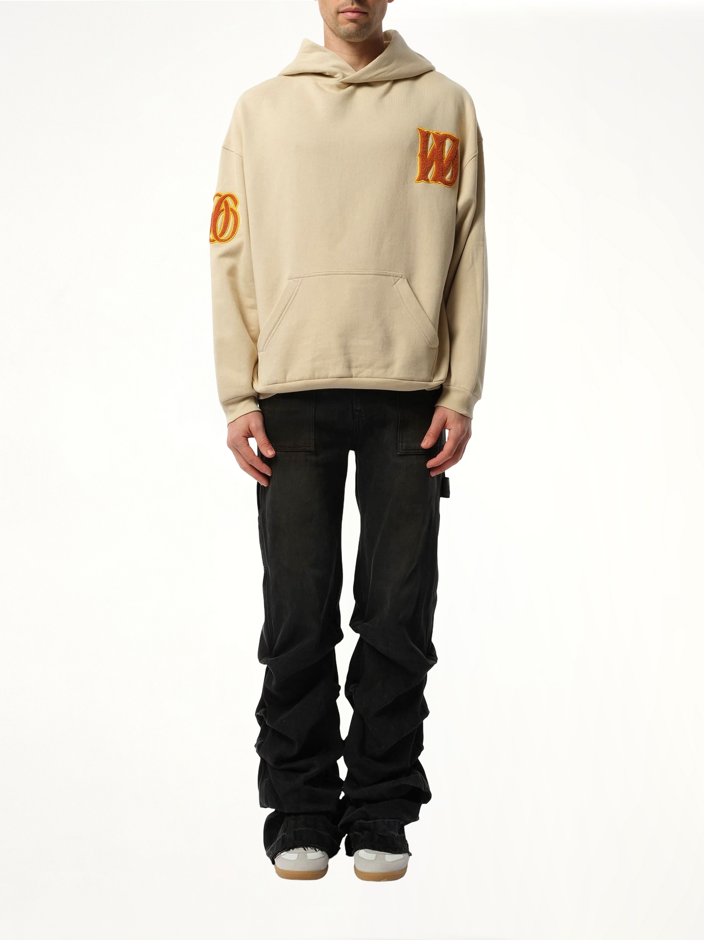 WE11DONE Boucle Letter Logo Hoodie (Beige)