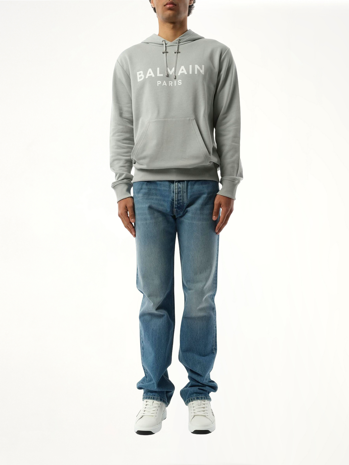 Balmain Print Hoodie (Grey)