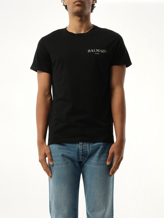 Image of a model wearing Tops. Productname: BALMAIN Balmain Vintage T-Shirt in Black colour by brand - BALMAIN