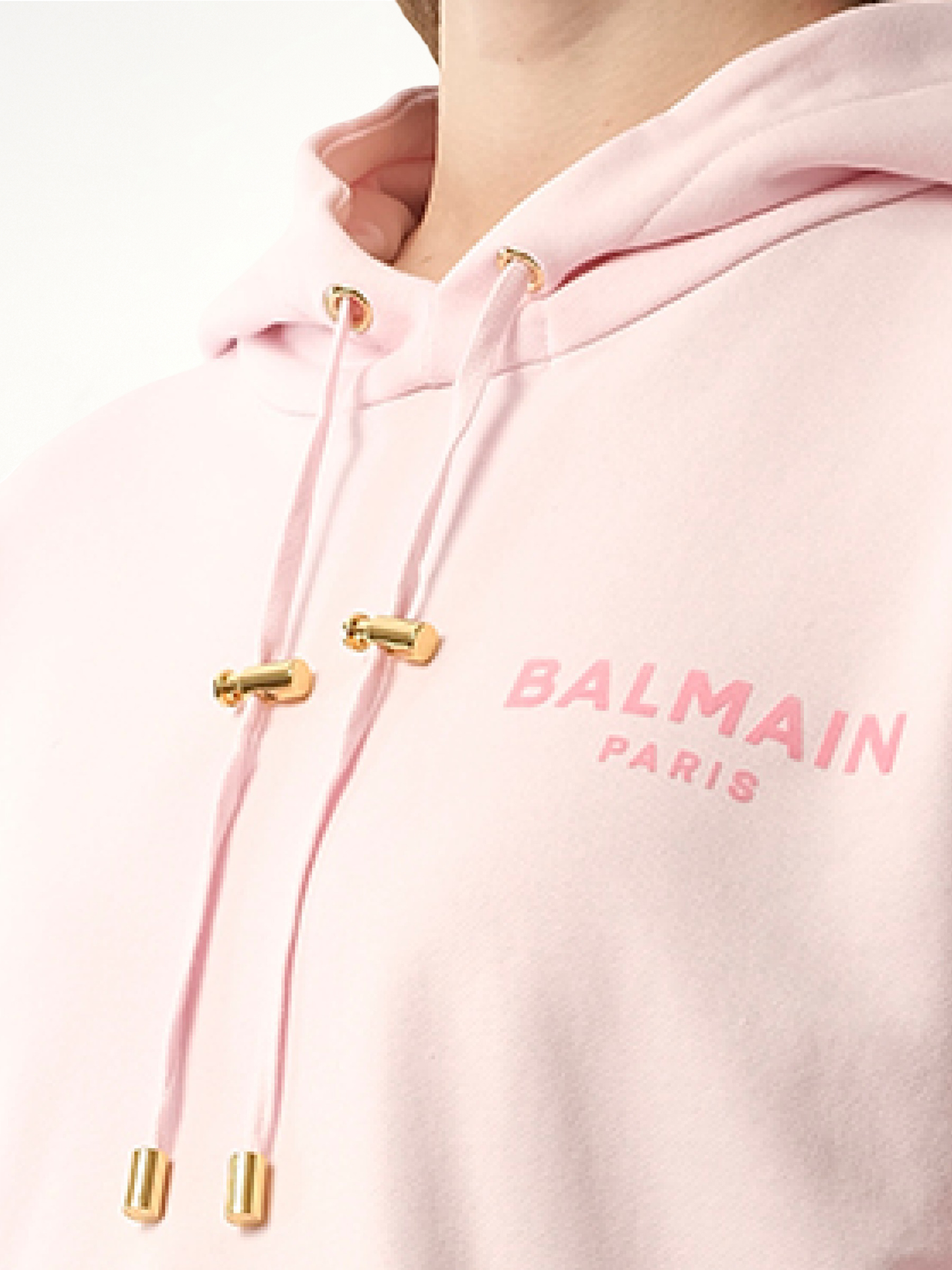 BALMAIN Balmain Flock Detail Cropped Hoodie (Pink)