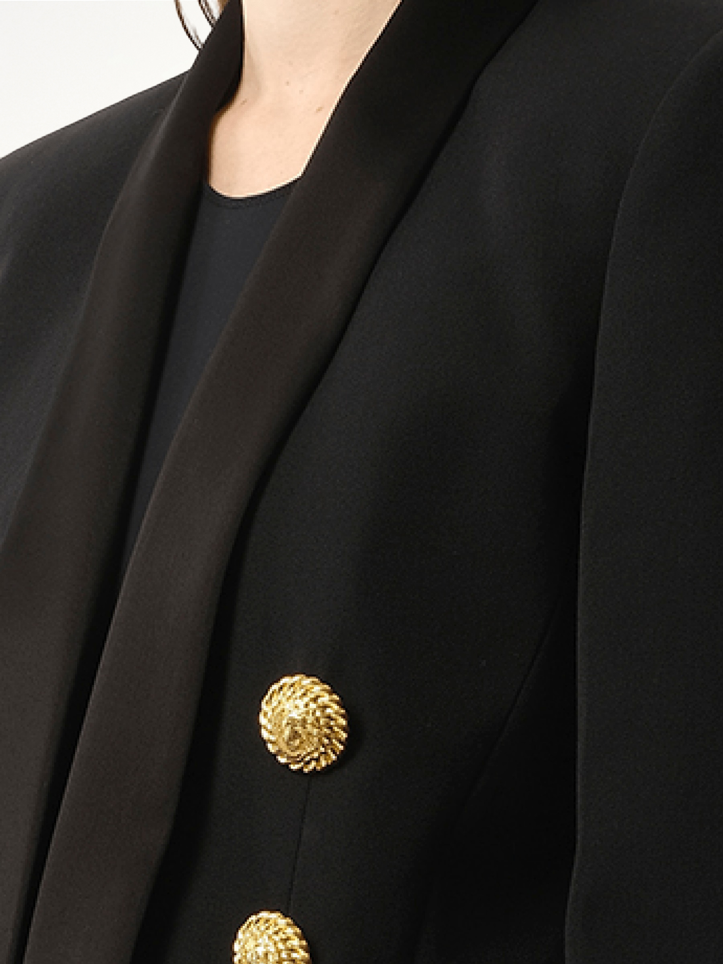 BALMAIN 6 BTN Satin GDP Jacket (Black)