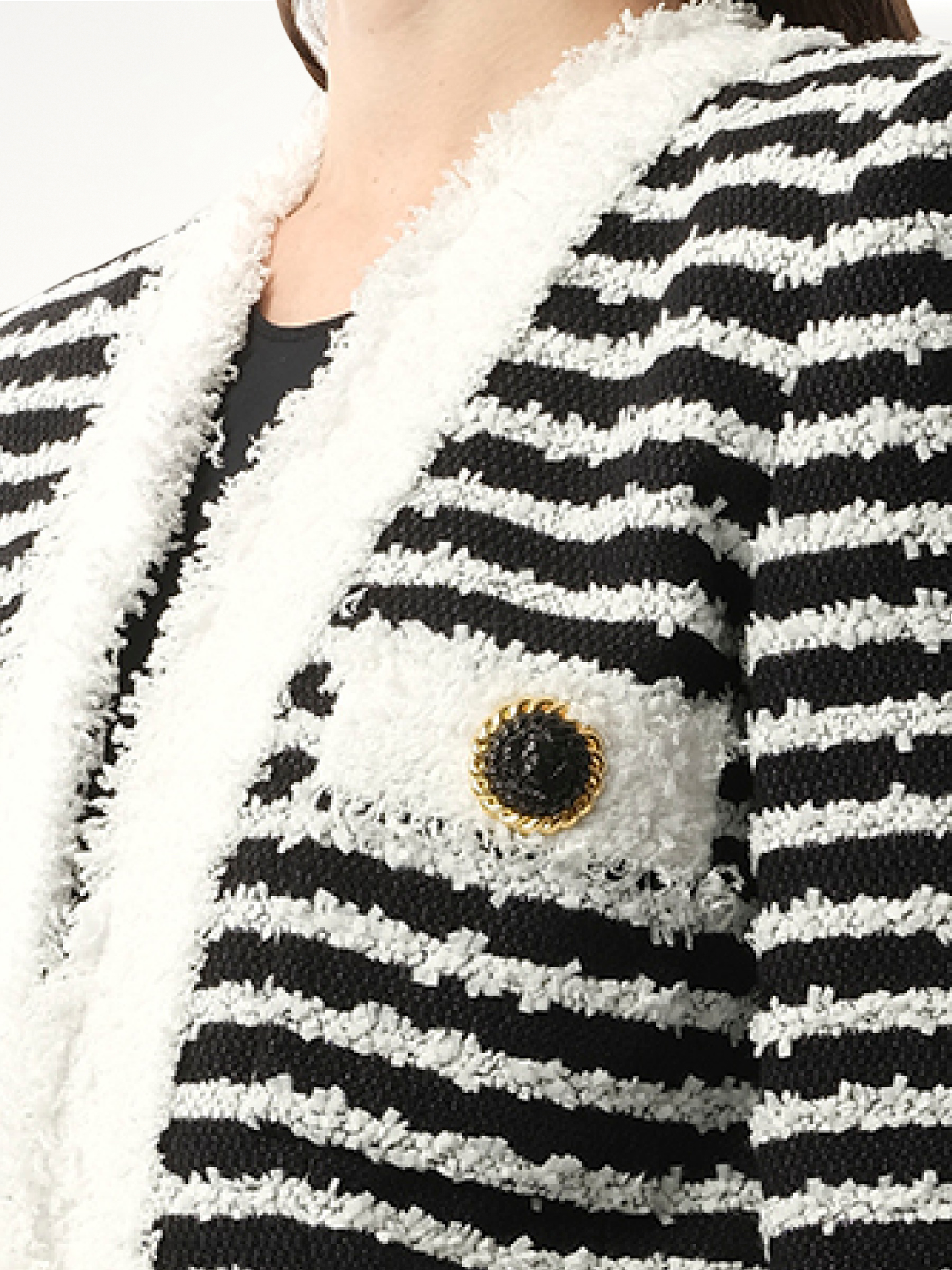 BALMAIN 4PKT Mariniere Tweed Jacket (Black)