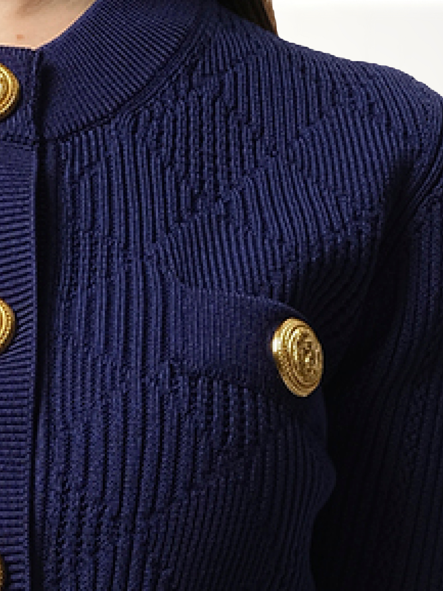BALMAIN Buttoned 2 Pockets Vichy Knit Cardigan (Blue)