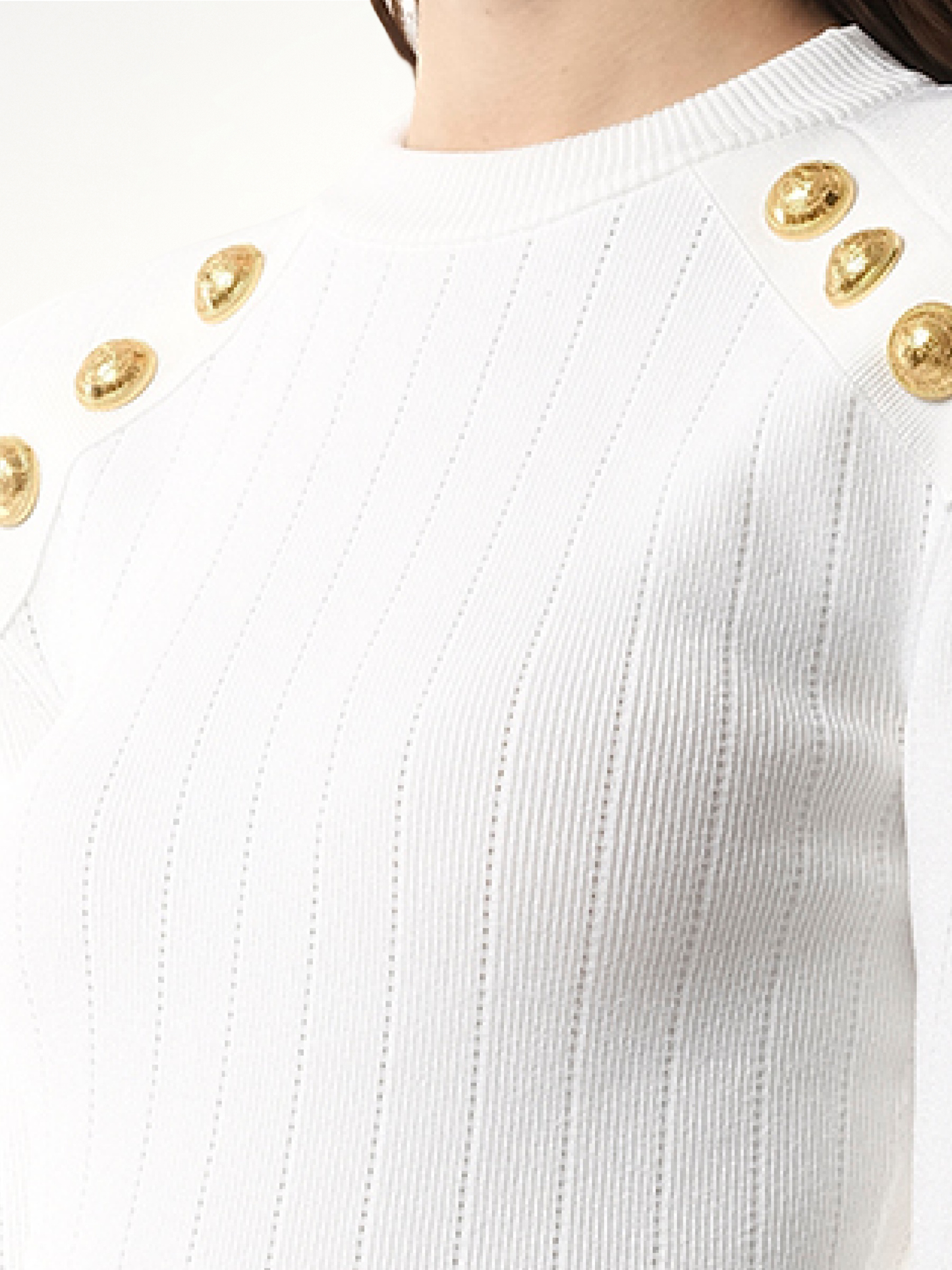 BALMAIN 6 BTN Knit Pullover (White)
