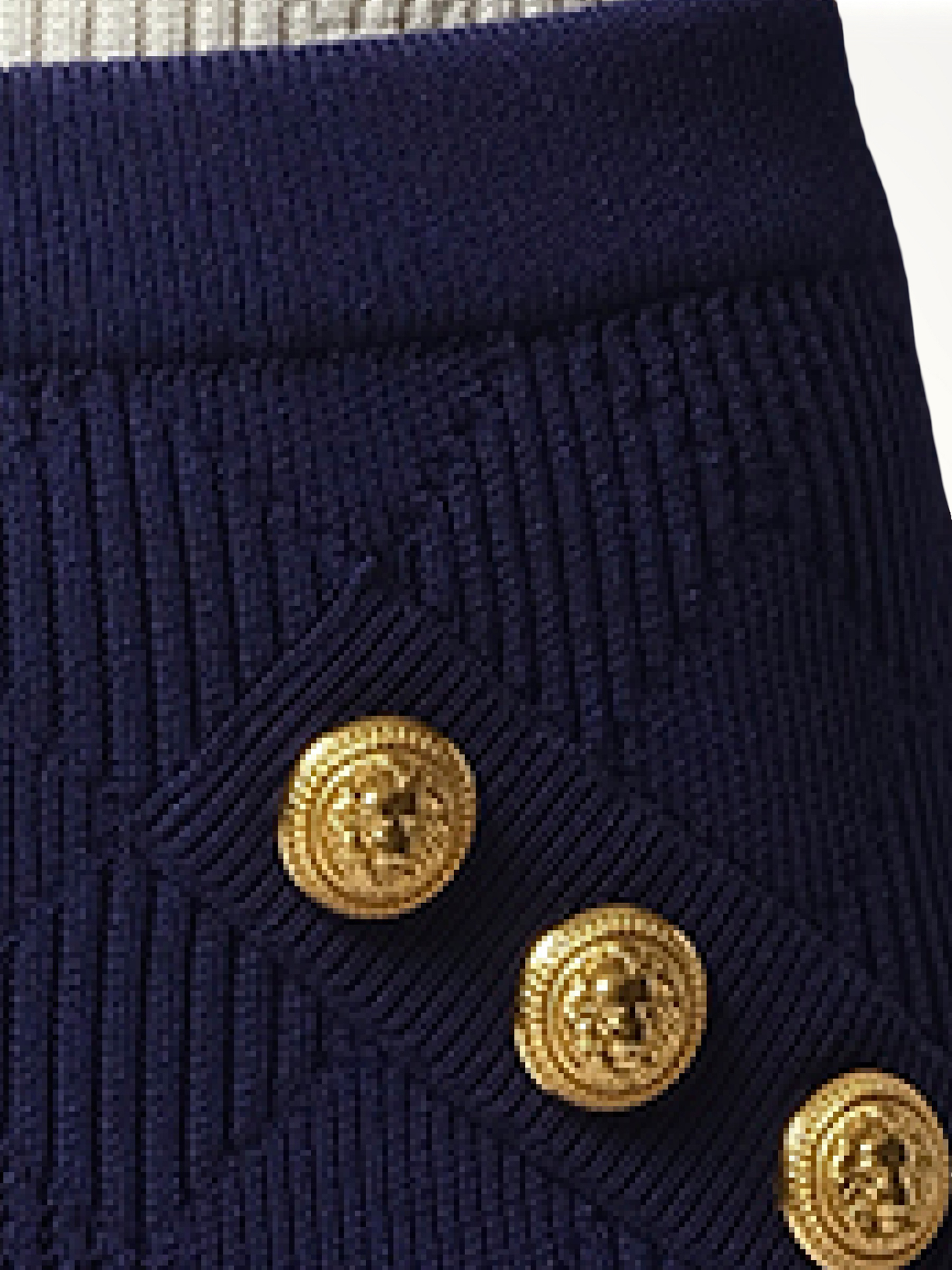 BALMAIN 6 Button Vichy Knit Short Skirt (Blue)