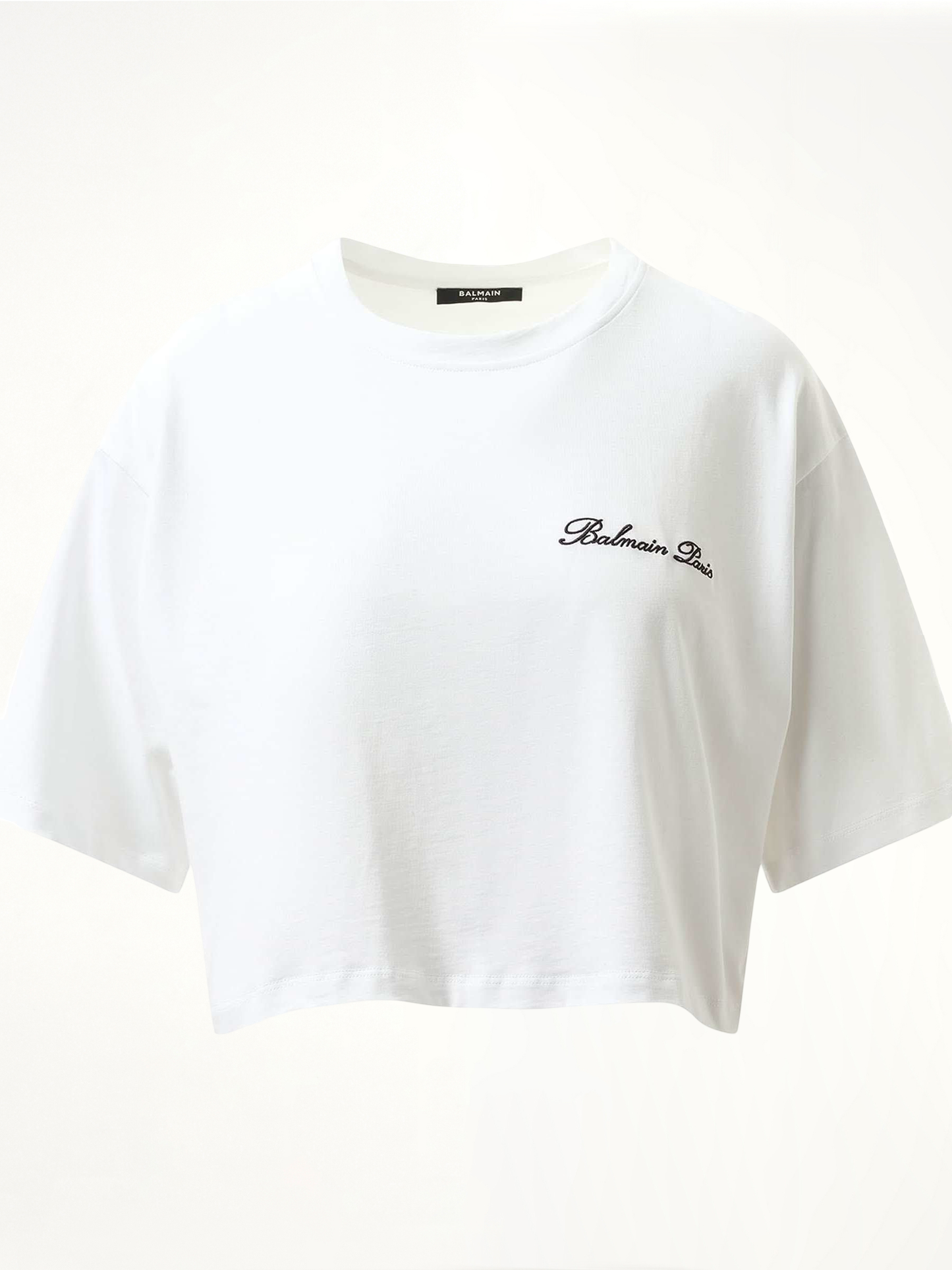 BALMAIN Balmain Signatured Embroidered Crop Top (White)