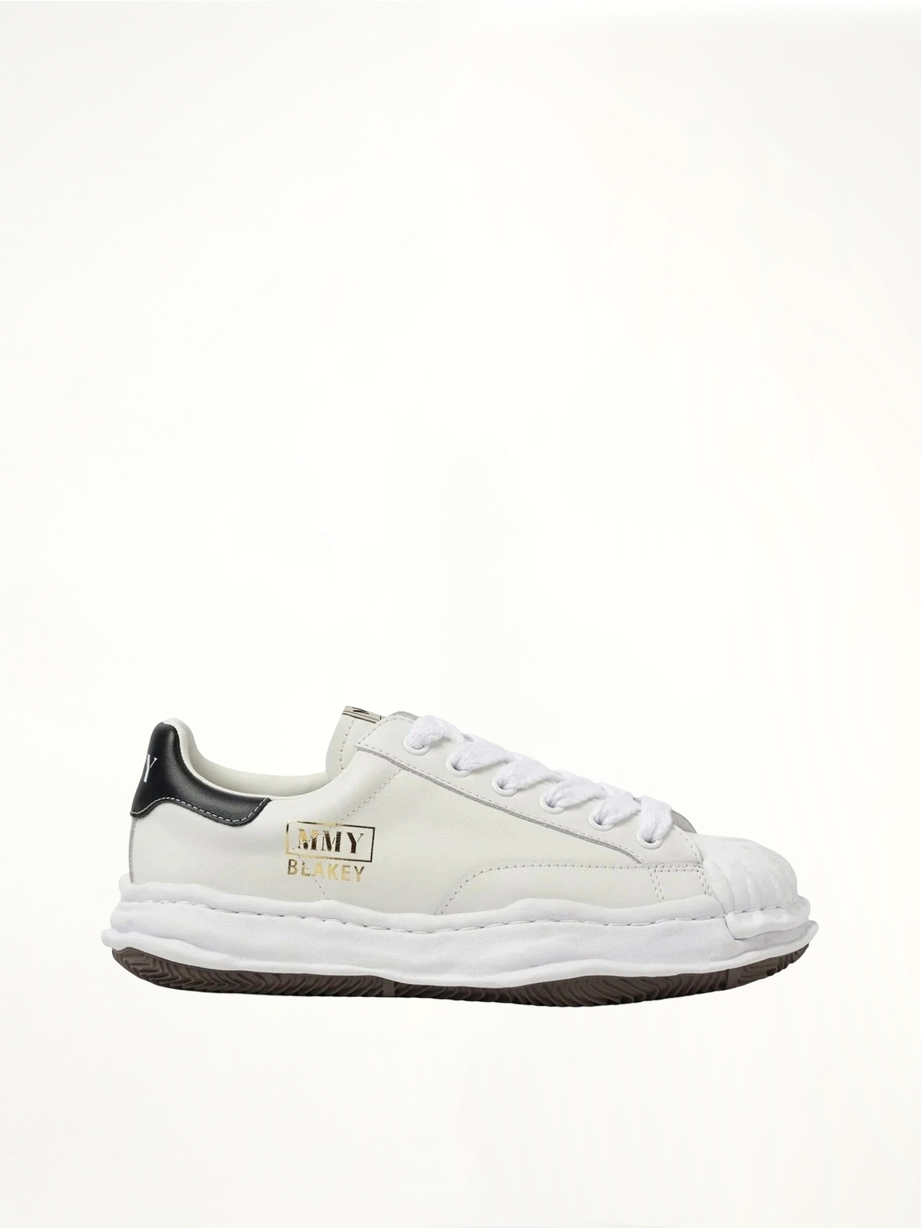 Image of Sneakers. Product name - BLAKEY OG Leather Low Top Sneaker in White colour by brand - MAISON MIHARA YASUHIRO