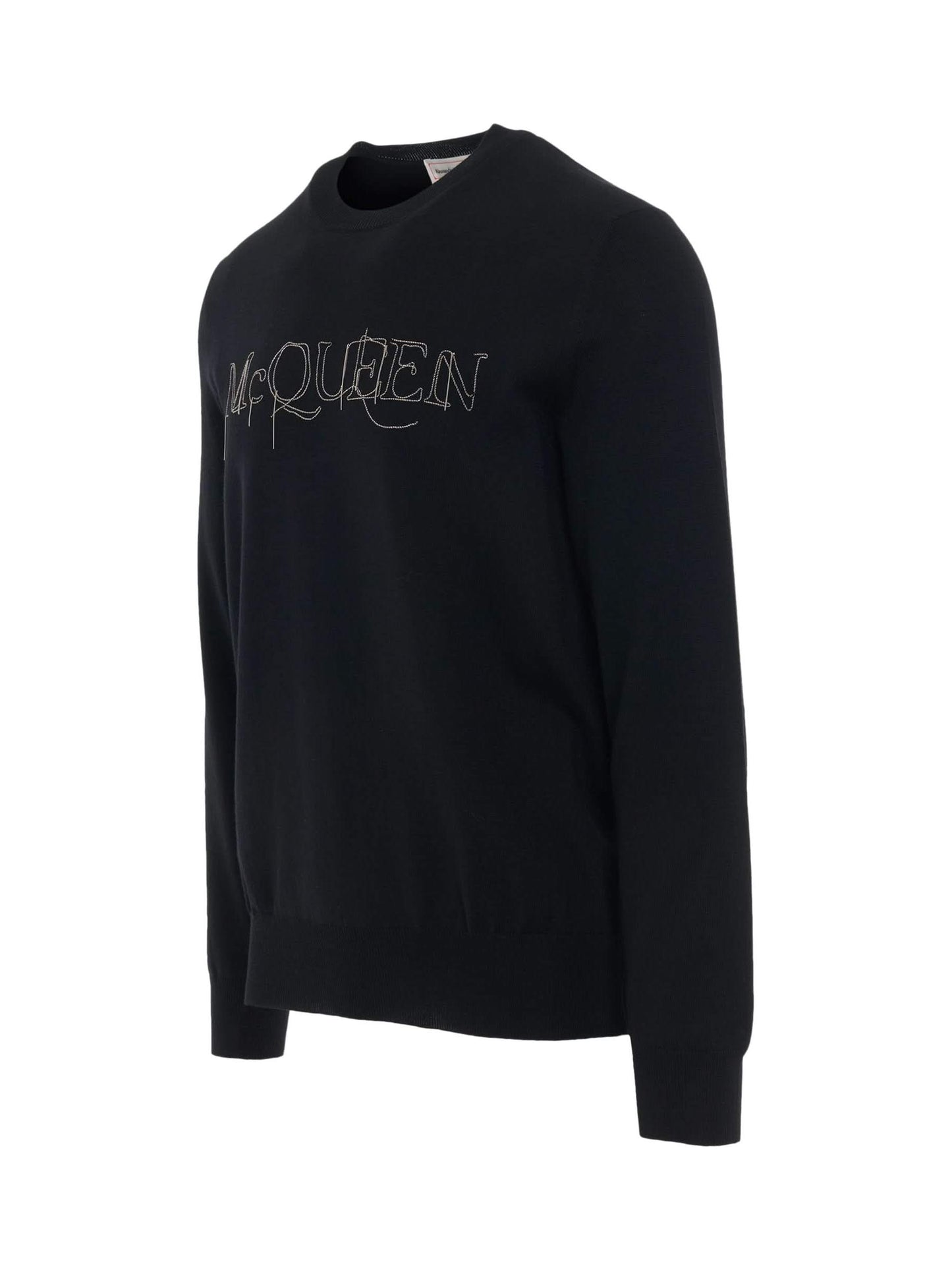 ALEXANDER MCQUEEN Chain Embroidered Knit Sweater (Black)