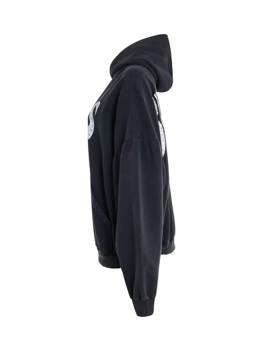 BALENCIAGA Handwritten Logo Round Hoodie (Faded Black White)