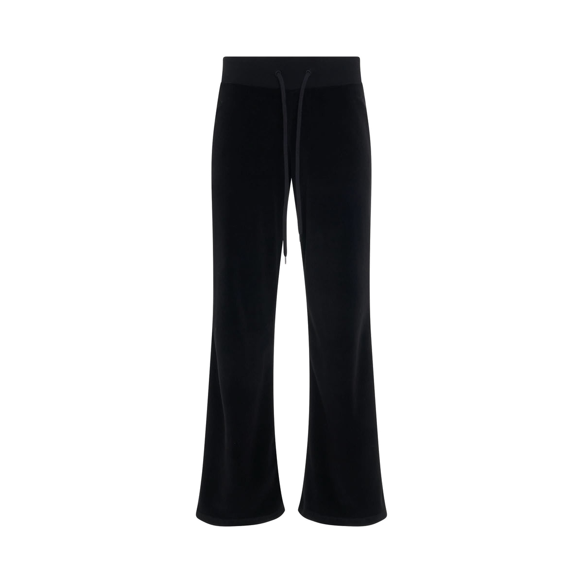 Image of a model wearing Pants. Product name - Low-Waist Velvet Joggers Pants in Black colour by brand - BALENCIAGA