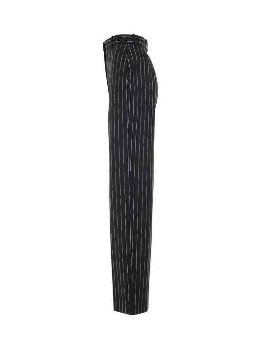 ALEXANDER MCQUEEN Certified Broken Stripe Wool Pants (Black)
