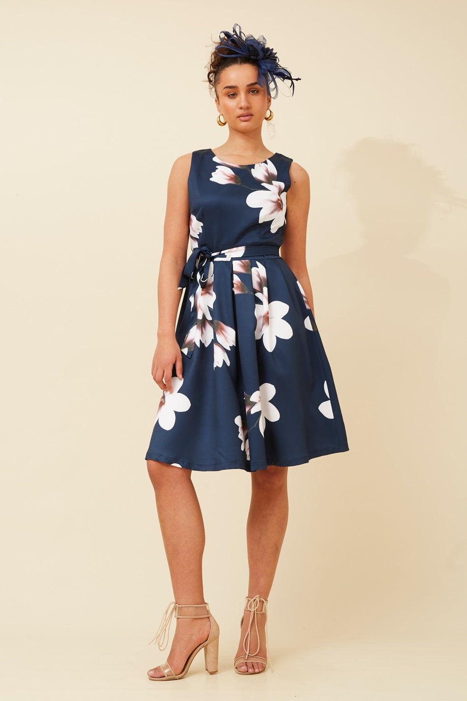 GINGER FLORAL SHORT DRESS (Navy)