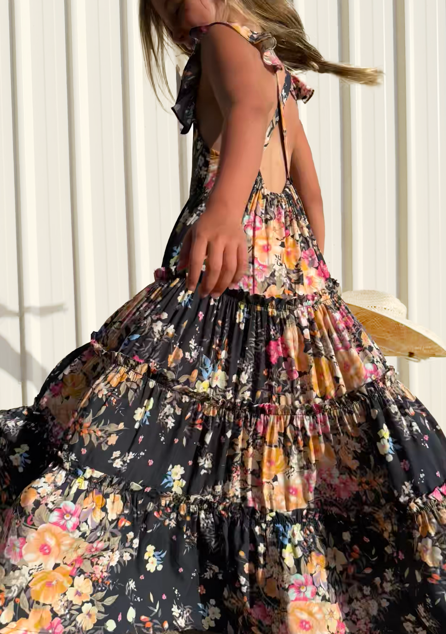 LITTLE AUGUSTE Pinafore Maxi Dress (Black)