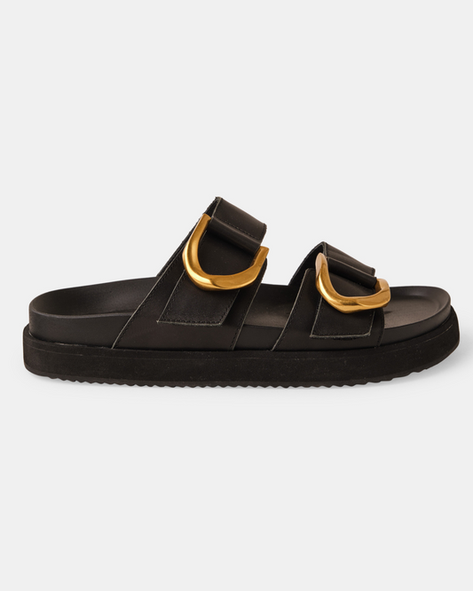 Walnut Melbourne Mint Leather Slide (Black)