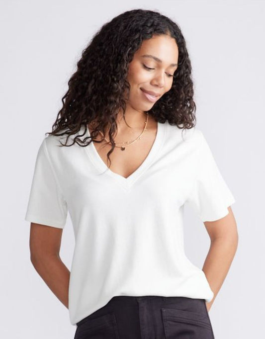 Image of T-Shirts. Product name - The Edit Tee White in White colour by brand - White & Co.