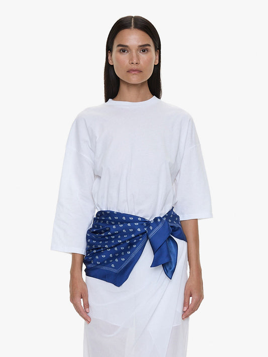 Image of a model wearing Tops. Product name - Bandana Scarf Pareo Tee in Print colour by brand - CHRISTOPHER ESBER