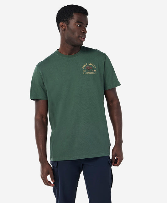 Image of T-Shirts. Product name - GRAZE THE MOUNTAINS T-SHIRT, Jungle Green in Jungle Green colour by brand - Helly Hansen