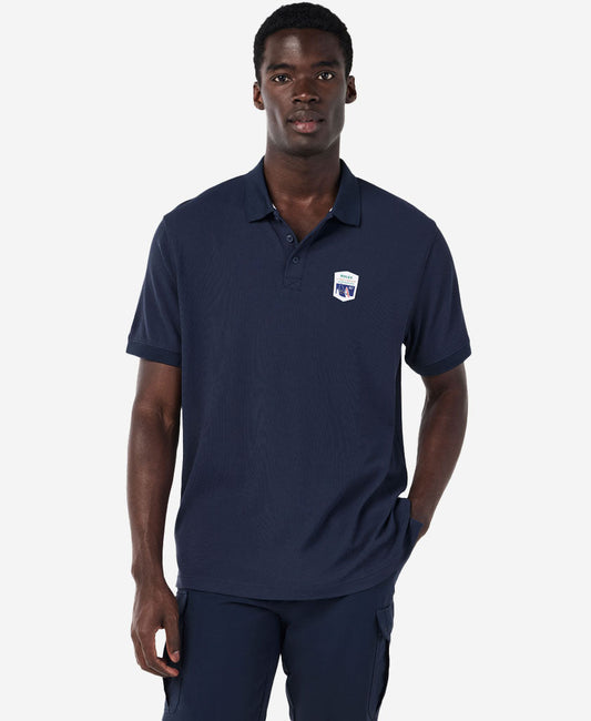 Image of a model wearing Tops. Product name - RSHYR25 FLEET POLO, Navy in Navy colour by brand - Helly Hansen