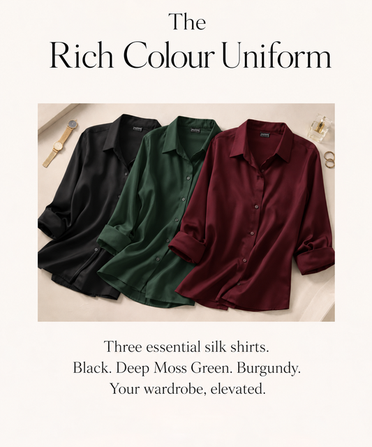 Image of a model wearing Uniforms & Workwear. Product name - Rich Colour Uniform in Uniform colour by brand - The Fable