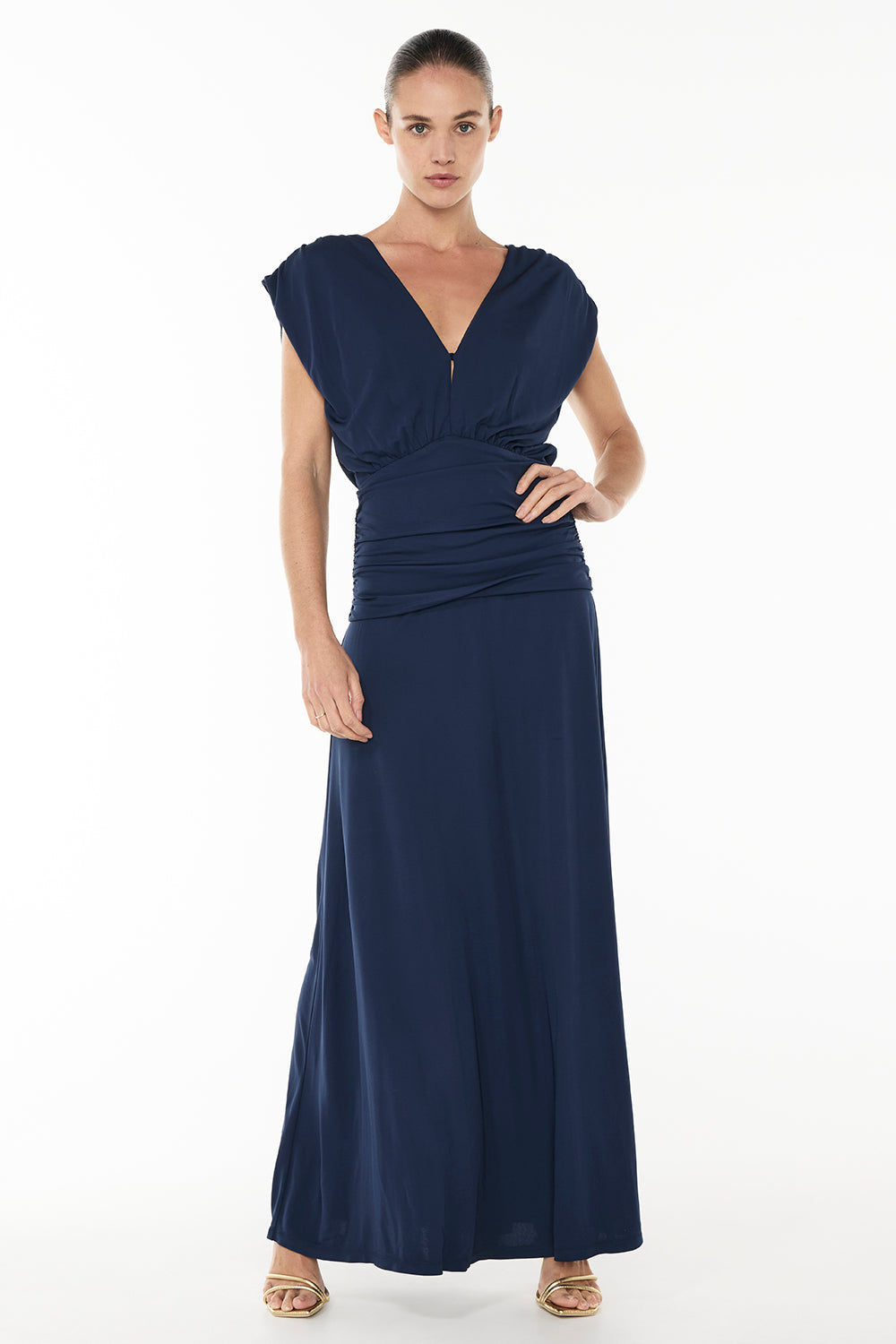 Image of Dresses. Productname: Marine Dream V Neck Dress in INK colour by brand - Manning Cartell