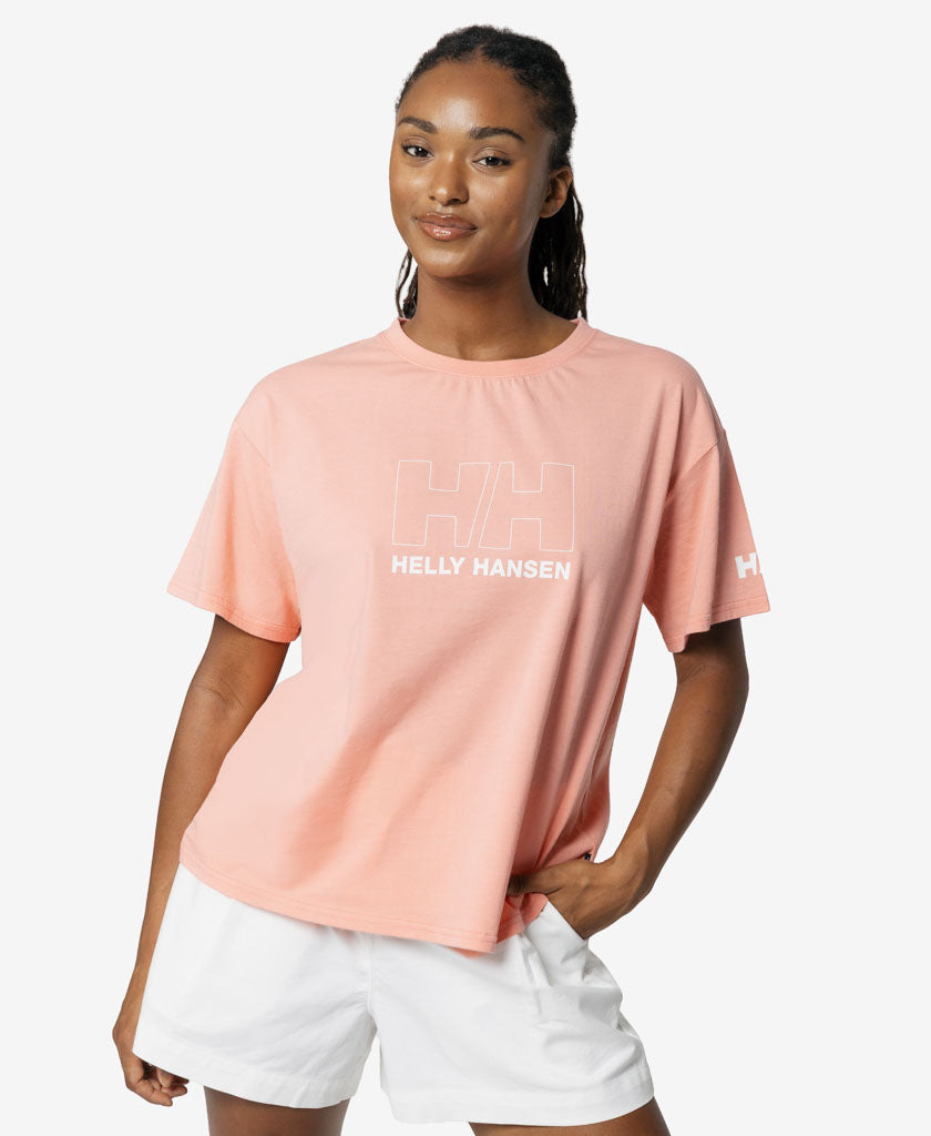 Image of T-Shirts. Product name - W OUTLINE T-SHIRT, Coral Almond in Coral Almond colour by brand - Helly Hansen