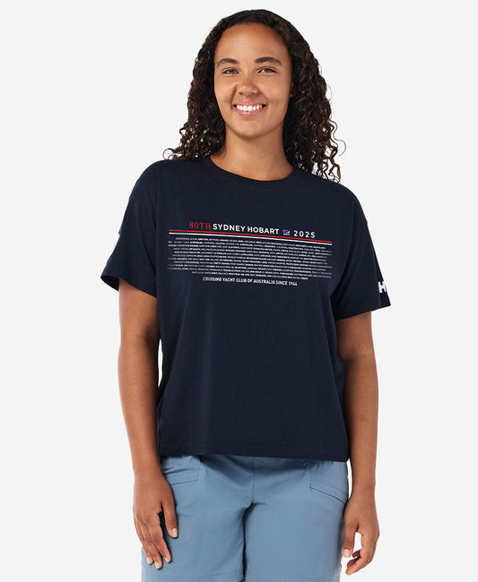 Image of T-Shirts. Product name - RSHYR25 W BOAT NAME T-SHIRT, Navy in Navy colour by brand - Helly Hansen