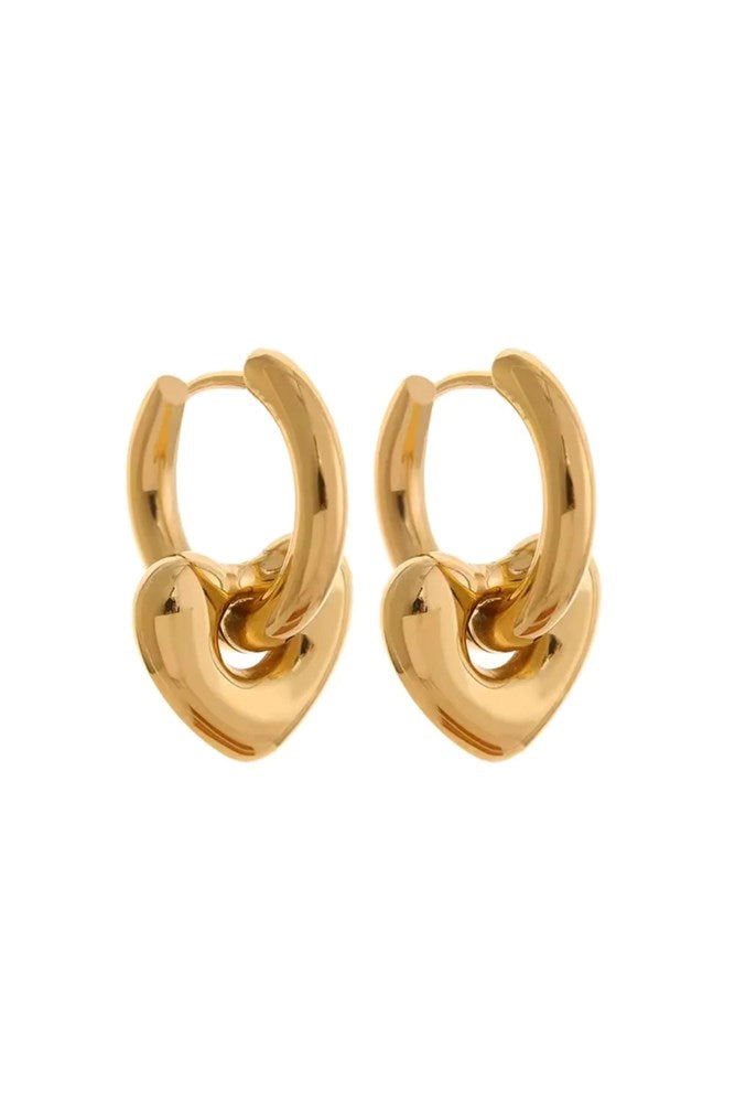 Image of Jewelry. Product name - Chunk Heart Huggies in Gold colour by brand - Betty Basics