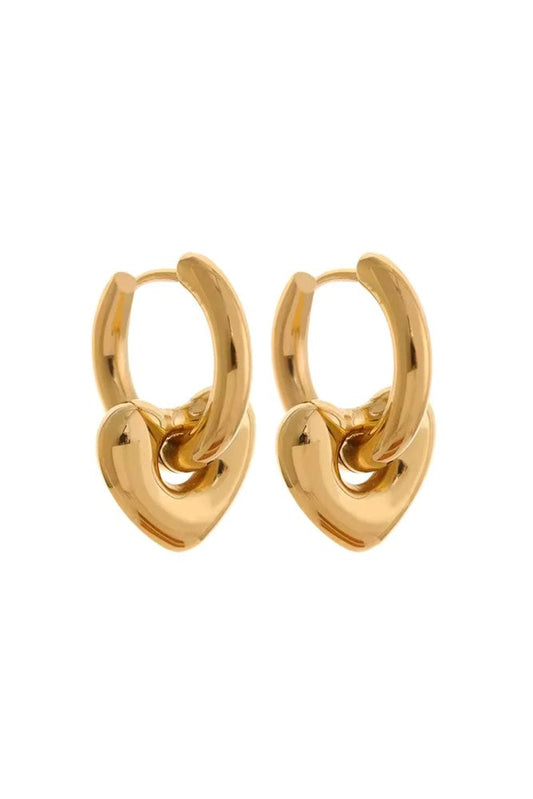 Image of Jewelry. Product name - Chunk Heart Huggies in Gold colour by brand - Betty Basics