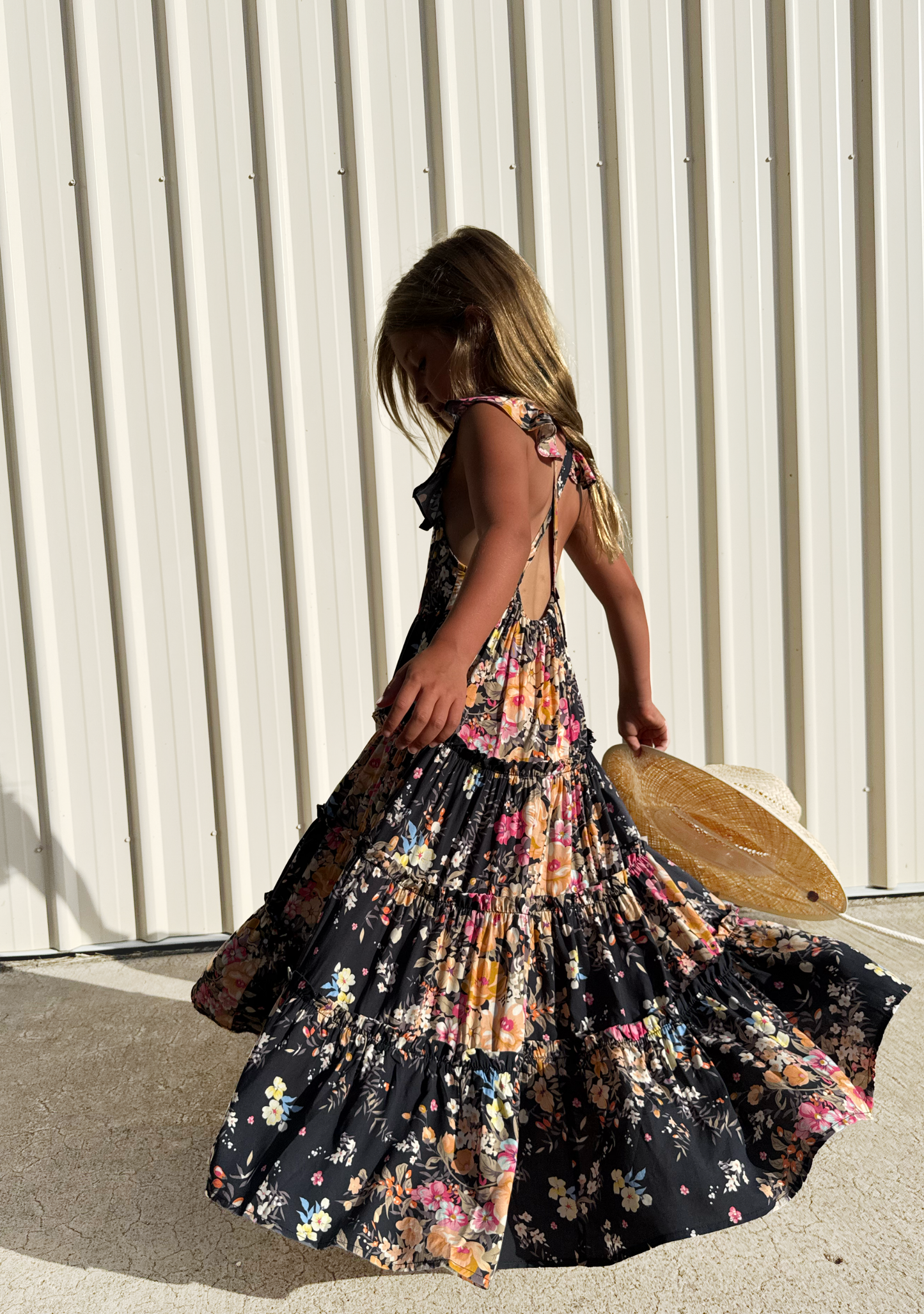 LITTLE AUGUSTE Pinafore Maxi Dress (Black)