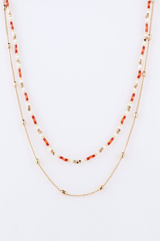 Image of Accessories. Productname: Heychic Siena Red Bead and Gold Layered Necklace in Red colour by brand - Heychic