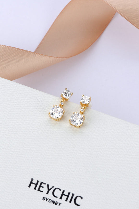 Image of Accessories. Productname: Jolie Zircon Gold Drop Earrings in Gold colour by brand - Heychic
