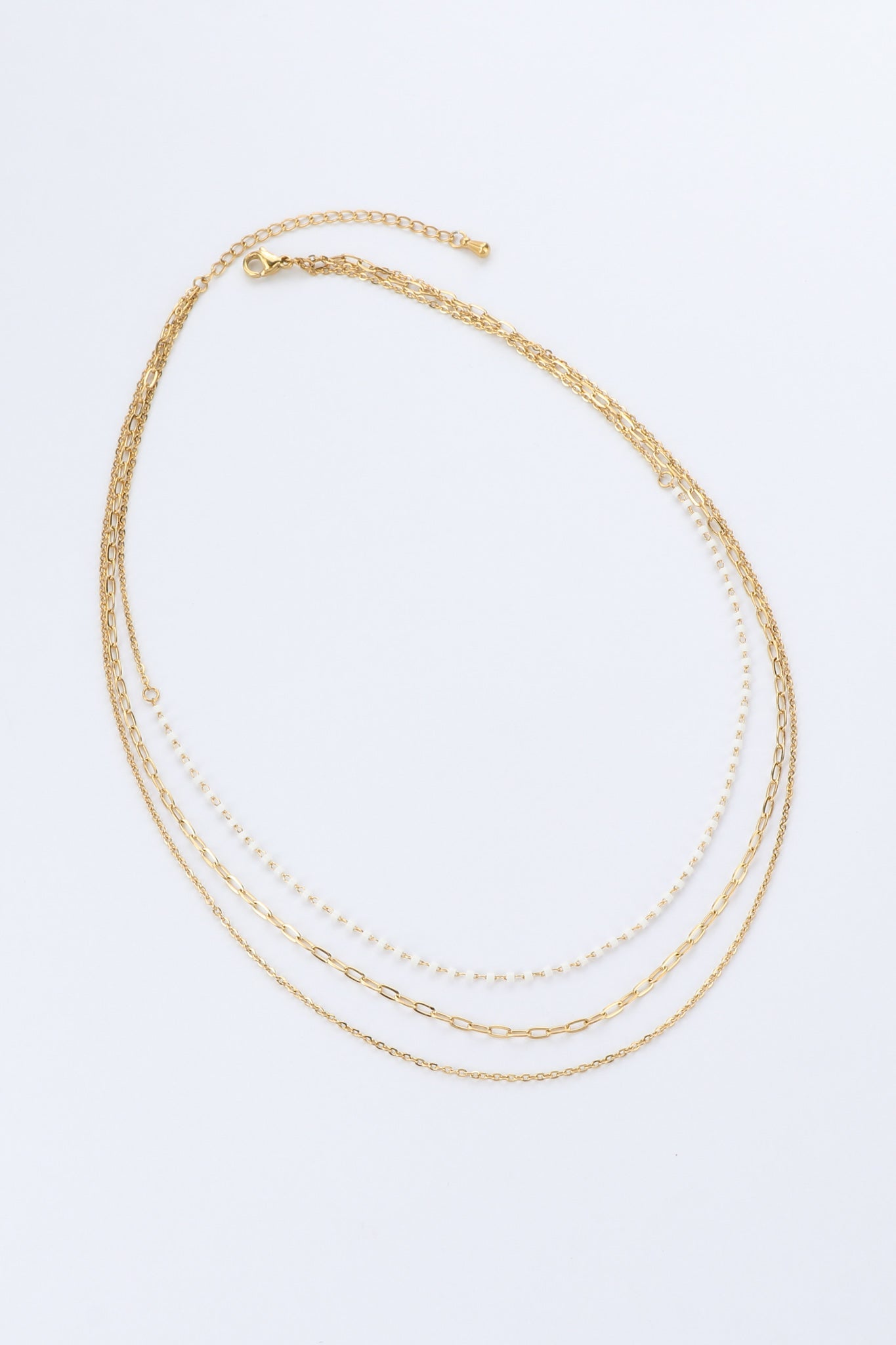 Heychic Eleyna Bead Gold Layered Necklace (White)