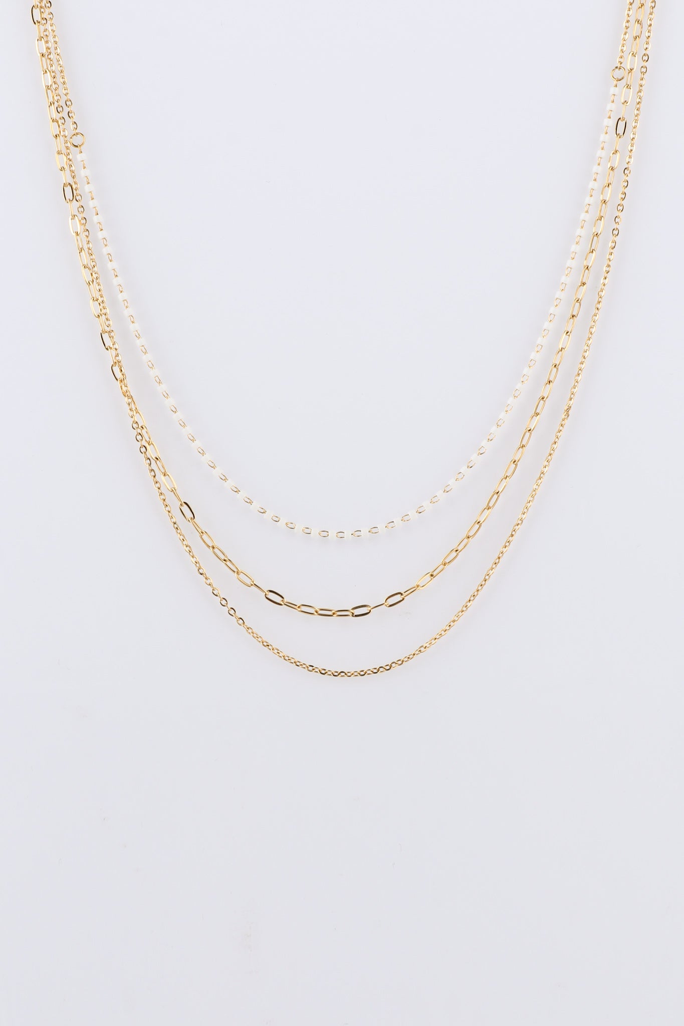 Image of Accessories. Productname: Heychic Eleyna White Bead Gold Layered Necklace in White colour by brand - Heychic