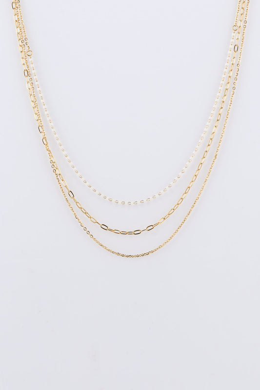 Image of Accessories. Productname: Heychic Eleyna White Bead Gold Layered Necklace in White colour by brand - Heychic