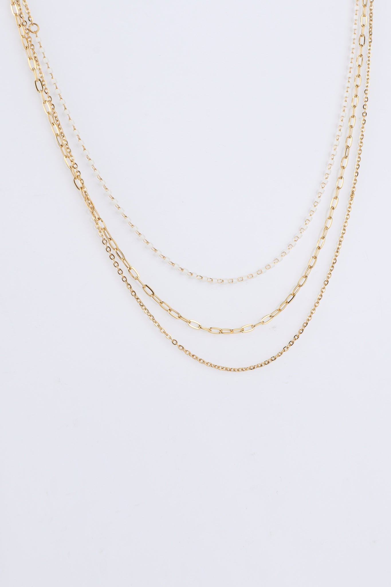Heychic Eleyna Bead Gold Layered Necklace (White)