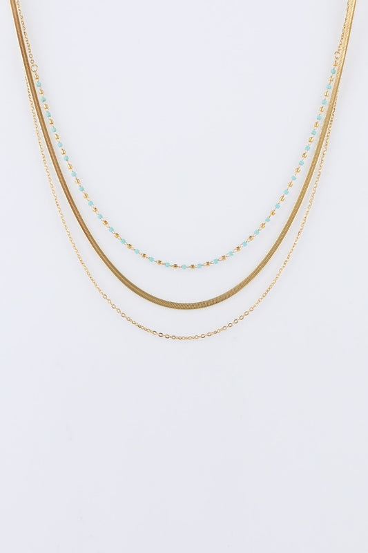 Image of Accessories. Productname: Heychic Thalassa Aqua Blue Bead Gold Layered Necklace in Blue colour by brand - Heychic
