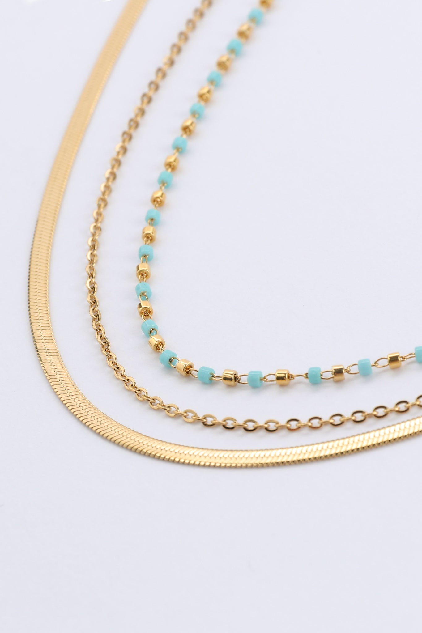 Heychic Thalassa Aqua Bead Gold Layered Necklace (Blue)